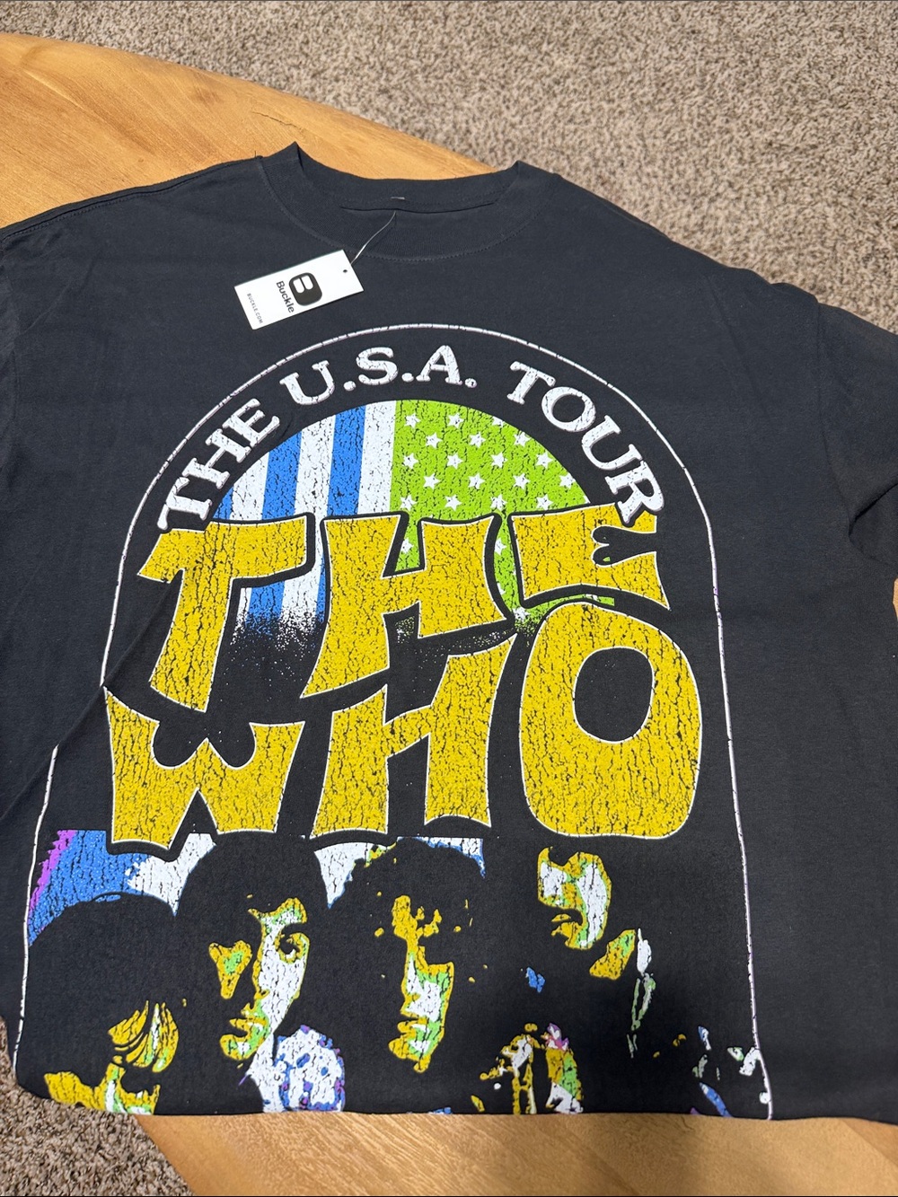Buckle Black The Who Graphic Tee with Yellow Logo and Multicolor Accents